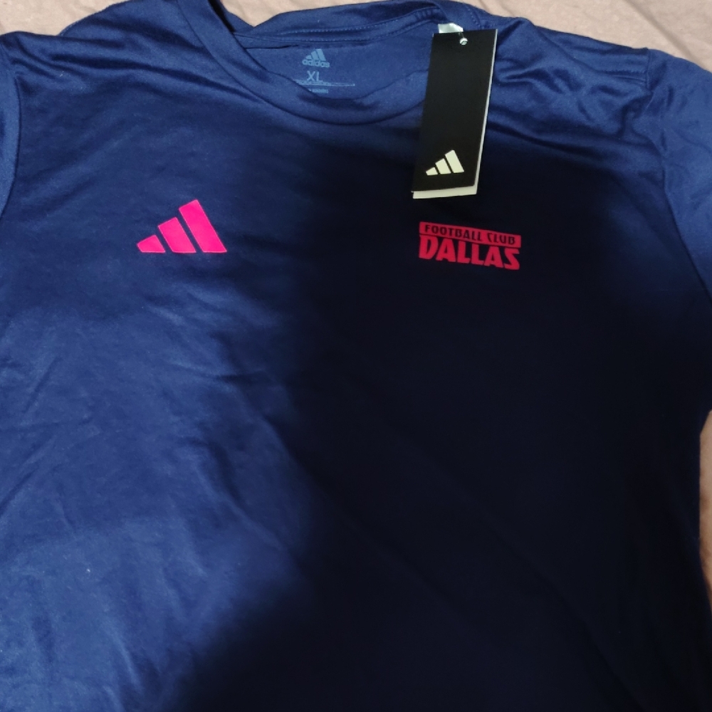 Adidas Kids Navy Blue Tee with Pink Accents